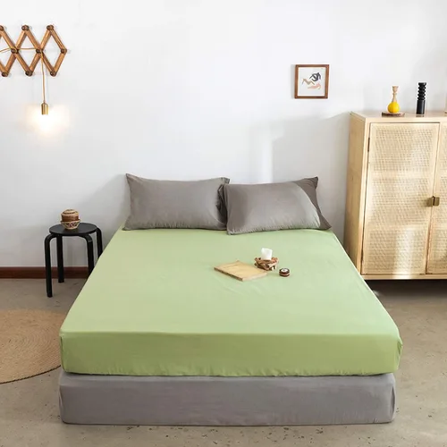 Miniatura 7 de FCLDESHOP Sábana bajera ajustable de algodón suave de color liso, protector de colchón antideslizante para habitación de huéspedes de hotel