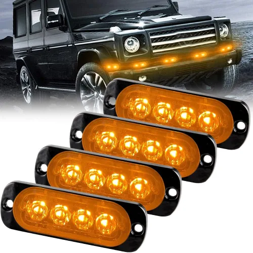 Barra de luz estroboscópica 2 piezas, 12 LED, luz de advertencia de emergencia, con función de sincronización impermeable, 12 – 24 V, para vehículos