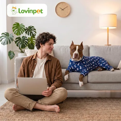Miniatura 7 de LovinPet Ropa de pijama para perros grandes: cuidado de heridas/camisa de mastín poscirugía, pijama ligera y elástica para perros, sirenas