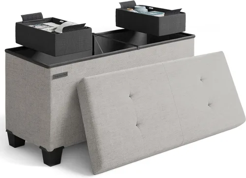 Miniatura 11 de Cubo otomano de almacenamiento con cubo pequeño, otomana cuadrada de 15 pulgadas con almacenamiento para sala de estar y dormitorio, reposapiés
