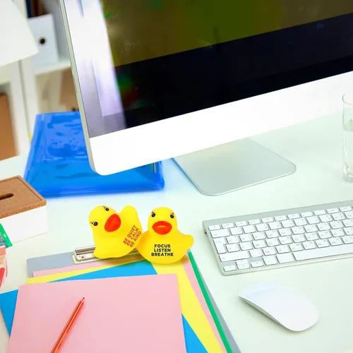 Miniatura 5 de Juego de 60 patos de goma inspiradores a granel, regalos de agradecimiento motivacionales y recuerdos de fiesta, recompensas de regreso a clases