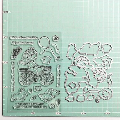 Miniatura 2 de DzIxY Juego de sellos transparentes para perros de bicicleta y troqueles de corte de metal para hacer tarjetas, álbumes de recortes, suministros