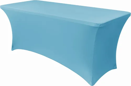 Miniatura 60 de Obstal Funda de mesa de elastano elástica de 4 pies para mesas plegables estándar, paquete de 2 manteles rectangulares universales ajustables