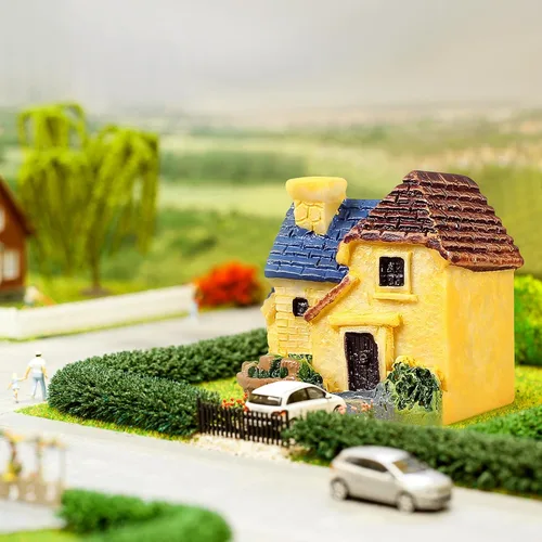 Miniatura 5 de TINKSKY 4 piezas de casa de muñecas en miniatura, bonsái, manualidades, jardín, resina, paisaje, bricolaje, decoración de villa, regalo