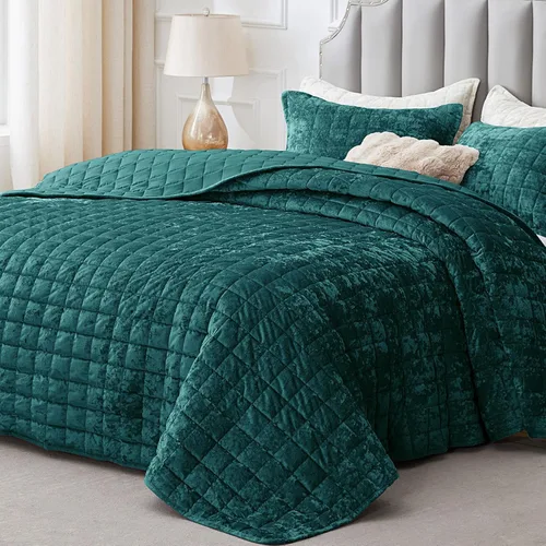 Miniatura 28 de BEDELITE Juego de edredón de terciopelo tamaño Queen – Juego de ropa de cama de terciopelo de lujo de 3 piezas, suave y acogedor color negro, colcha