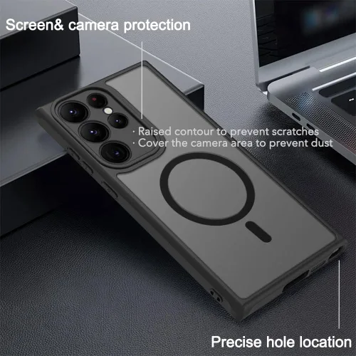 Miniatura 6 de Funda magnética antihuellas para Samsung Galaxy S23 Ultra, protección completa de la cámara, compatible con accesorios MagSafe, cubierta trasera