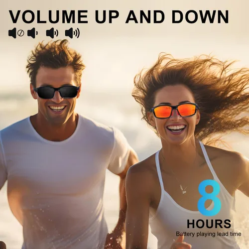 Miniatura 7 de SKYWAY Gafas de sol deportivas polarizadas inteligentes Bluetooth con audio inalámbrico protección UV para deportes al aire libre, diseño unisex