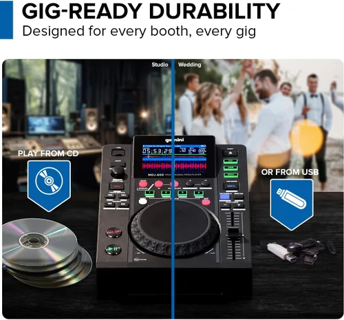 Miniatura 8 de Gemini Sound MDJ-600: Reproductor de medios DJ profesional CD y USB con pantalla de 4.3", ruedas de selección táctiles capacitivas, controlador MIDI