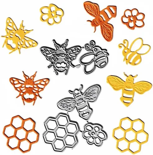 Miniatura 7 de 2 troqueles de corte Honeycom, 5 piezas de abejas dulce miel troqueladas de metal para plantillas de plantillas para tarjetas de álbumes de recortes