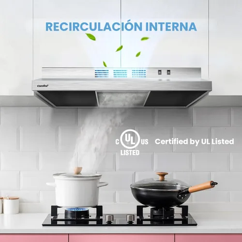 Miniatura 9 de Comfee CVU30W2AST Campana extractora de 30 pulgadas con conducto/sin conducto, campana de ventilación duradera de acero inoxidable para debajo