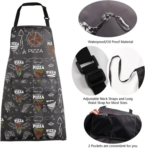 Miniatura 5 de MBMSO Divertido regalo de pizza para delantal con bolsillos