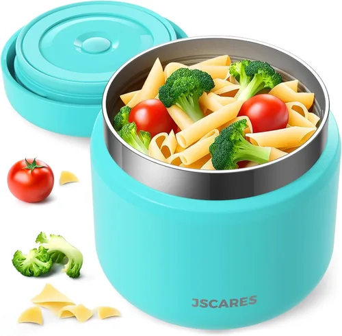 Miniatura 10 de JSCARES Frascos de Comida Aislados para Niños de 12oz para Comida Caliente, Frasco Térmico de Comida de Sopa de Boca Ancha Contenedor Térmico de Rosa