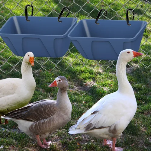 Miniatura 2 de mozoba Comedero Colgante para Pollos para Cabras, Ovejas, Ciervos, Aves de Corral, Patos, Cerca de Alimentación para Ganado, Contenedor de Azul