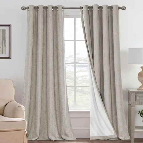 Miniatura 142 de H.VERSAILTEX Cortinas opacas de lino de 72 pulgadas de largo, 100% absolutamente opacas, con aislamiento térmico, con textura de lino, cortinas
