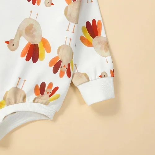 Miniatura 4 de FYBITBO Traje de Acción de Gracias para bebé, niña y niño, sudadera de pavo sin botones, mameluco de manga larga, linda ropa de otoño