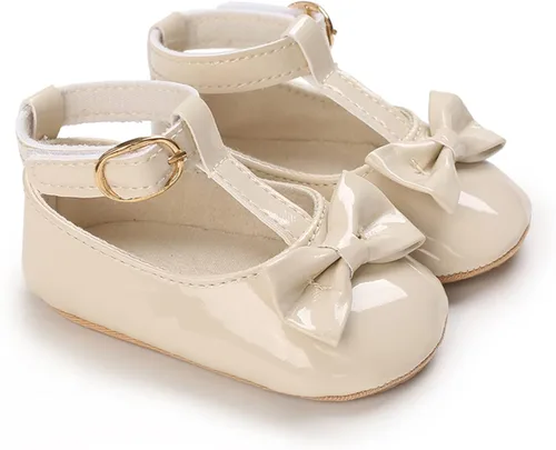 Miniatura 4 de WILLFUN Zapatos planos Mary Jane para bebés y niñas con lazo, vestido de princesa, zapatos de cuna, suela de goma suave antideslizante