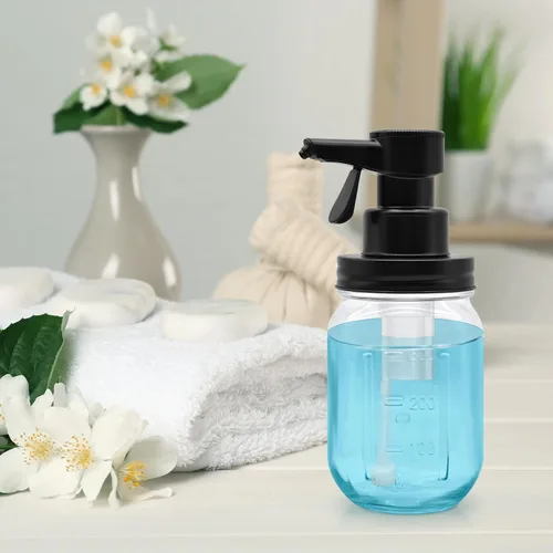 Miniatura 5 de Dispensador automático de jabón de vidrio de espuma con sensor táctil de 12 onzas, dispensador de jabón de tarro Mason manos libres, botella
