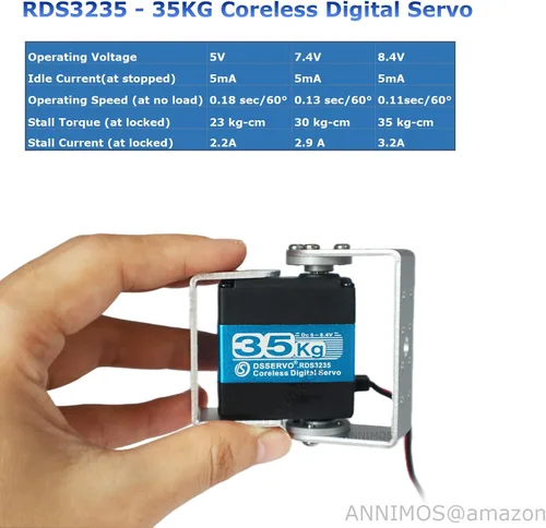 Miniatura 3 de Servo de robot de 35 kg, motor sin núcleo de alto par, engranaje de acero inoxidable digital, servos de dirección con soportes de montaje