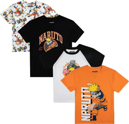 Naruto Uzumaki - Camisetas de manga corta con cuello redondo para niño (4 unidades)