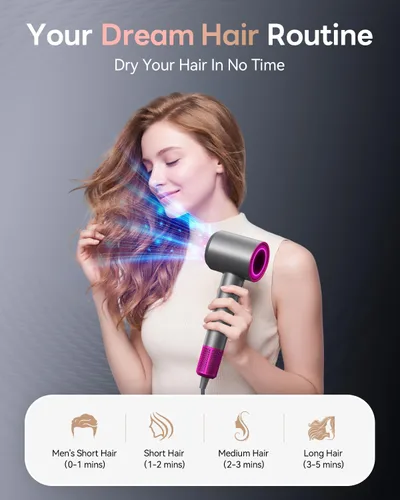 Miniatura 8 de Secador de pelo, 160000RPM con negativo iónico de 1,640.4 ft, secador de pelo con difusor, secador de pelo de secado rápido para mujeres y hombres