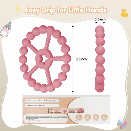 Miniatura 7 de Juguetes de dentición para bebés de 0 a 6 meses, paquete de 3 juguetes mordedores con anillo, esenciales para bebés recién nacidos, juguetes