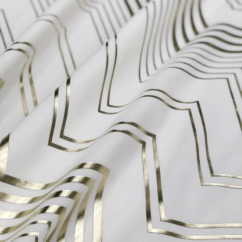 Miniatura 5 de always4u - Cortinas de terciopelo suave con estampado de lámina 84 pulgadas de largo, cortinas de chevron blanco y dorado, tratamiento de lujo