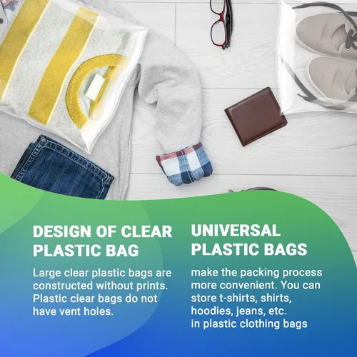 Miniatura 3 de Bolsas de embalaje transparentes, 12 x 18 pulgadas. Paquete de 100 bolsas de plástico de polietileno para ropa o juguetes. Embalaje de camisa