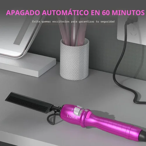 Miniatura 5 de Peine caliente rosa de 200-500 °F: peine caliente eléctrico para pelucas de encaje frontal, peines de presión eléctricos para cabello negro, peine