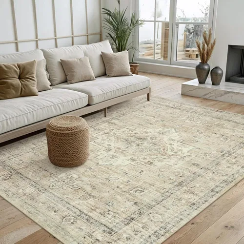 Miniatura 15 de LIVEBOX Alfombra lavable de 5 x 7 pies, para sala de estar, dormitorio, antideslizante, estilo bohemio, para interiores, para comedor, oficina