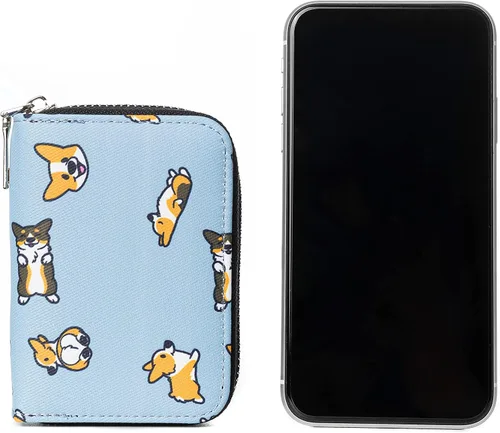 Miniatura 4 de Corgi - Cartera con cremallera para hombre, mujer, perro, mamá o perro papá, Azul, Corgi