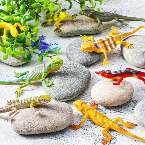 Miniatura 7 de Sumind 18 piezas de juguetes de lagarto de plástico colorido modelo falso lagarto artificial de reptil para adolescentes y adultos, figura