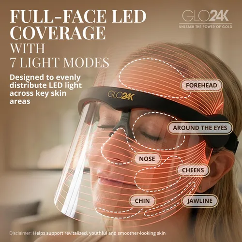 Miniatura 2 de GLO24K 7 Color L E D Mascarilla de belleza facial 2-Negro