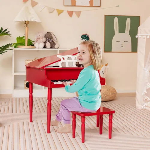 Miniatura 9 de Costzon Piano Clásico para Niños, Piano de Madera de 30 Teclas con Soporte para Partituras y Asiento, Mini Juguete Musical para Niños, Ideal