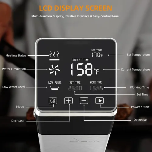 Miniatura 4 de Cocina Sous Vide de 1400 W, circuladores de inmersión de precisión con pantalla táctil grande, temporizador de temperatura precisa, cocina