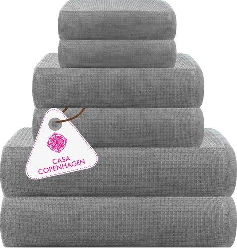 Miniatura 87 de CASA COPENHAGEN Solitaire Juego de 6 toallas - Negro, 600 GSM 2 toallas de baño 2 toallas de mano 2 toallitas, diseñadas en Dinamarca, hechas