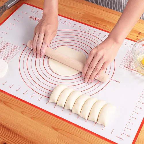Miniatura 10 de Alfombrilla de silicona para hornear, masa enrollable antiadherente con medidas para hacer pasteles, pizza, galletas, fondant, extra gruesa