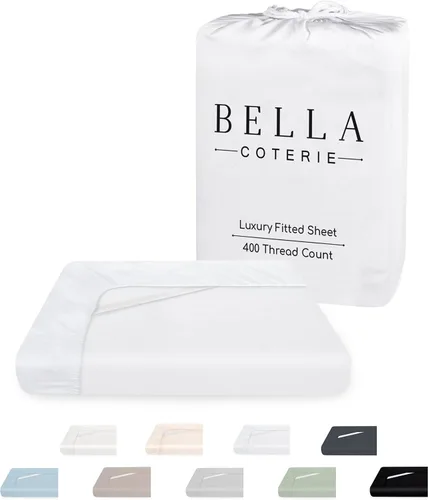 Bella Coterie Sábana Bajera Ajustable de Viscosa de Bambú de Lujo Tamaño King | 100% Cultivada Orgánicamente | Ultra Suave | Refrescante para Blanco