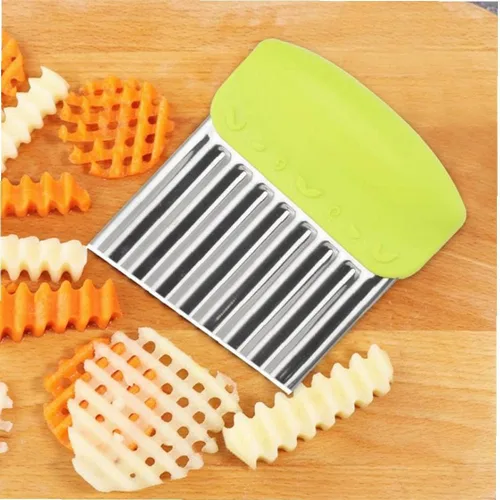 Cortador dentado de acero inoxidable Cortador de papas arrugadas Cortador manual de verduras Máquina de prensado de papas fritas con ondulado