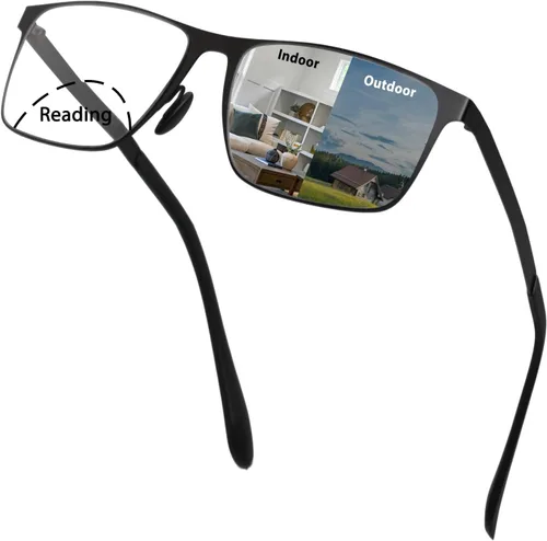 Gafas de Lectura Progresivas Multifocales Anti Luz Azul Fotocromáticas/Bifocales para Hombre con Protección UV