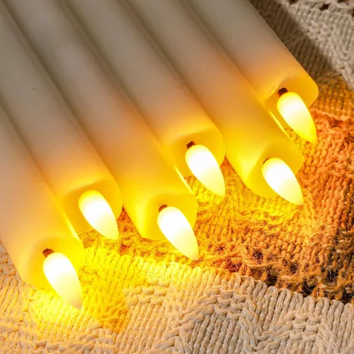 Miniatura 2 de Homemory Velas cónicas sin llama con cera y temporizador remoto con atenuador, candelabros LED parpadeantes, velas de ventana operadas con batería