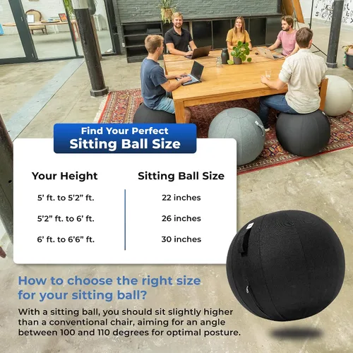 Miniatura 8 de Backerz Balance Ball Chair for Office & Home - Ergonomic Exercise Ball for Posture & Back Pain Relief, Yoga Ball Chair - Sitting Ball with Washable