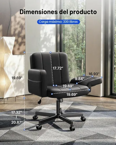 Miniatura 2 de HUANUO Silla cruzada con reposabrazos ajustables de 6 puntos, silla de oficina cruzada apta para mascotas, cómoda silla de pierna cruzada