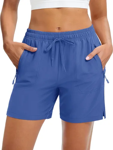 Miniatura 19 de MAGCOMSEN Pantalones cortos de senderismo para mujer de 5 pulgadas, UPF 50+, de secado rápido, ligeros, atléticos, para correr, golf, verano
