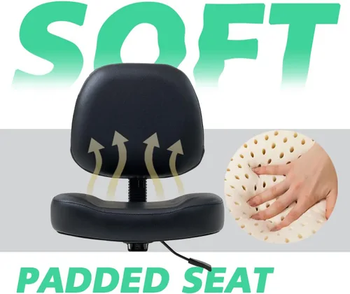 Miniatura 5 de Ainilaily Silla de dibujo alta para escritorio de pie, taburete de tienda con respaldo, taburete de dibujo esteticista con ruedas, silla de altura