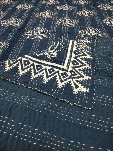 Miniatura 4 de Colcha Kantha con estampado floral a mano, colcha Kantha de algodón, colcha Kantha tamaño individual/queen, manta Kantha hecha a mano, manta Kantha
