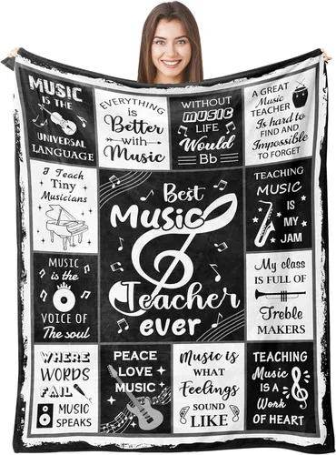 Regalos para profesores de música para mujeres/hombres, regalos de agradecimiento para profesores de música, regalo para músicos, manta negra de