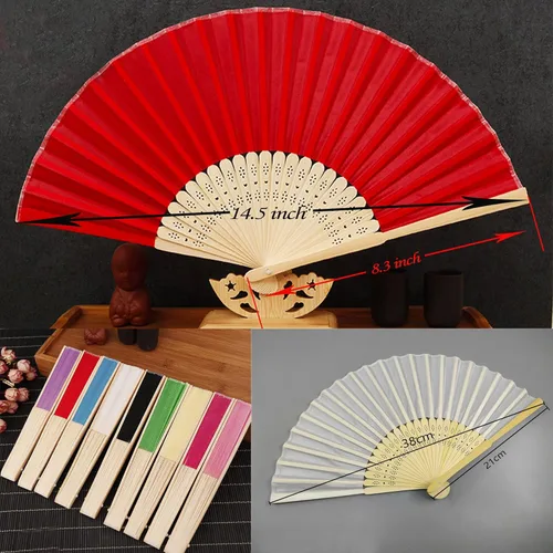 Miniatura 7 de GZLDGIFTS Abanicos de mano personalizados, regalos para regalos de fiesta de boda, invitados, tela personalizada, seda, jardín, boda, abanicos