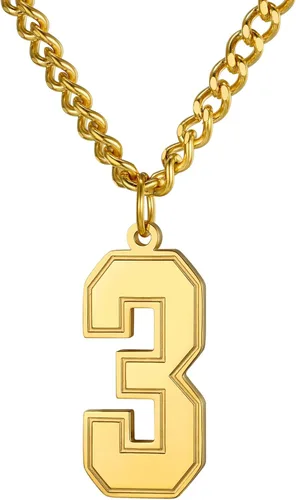 GoldChic - Collar con números de joyería para hombres y mujeres, collares de béisbol personalizados para jóvenes con número para niños, cadena de