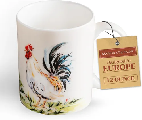 Miniatura 185 de Maison d' Hermine Taza de café con asas, tazas de porcelana fina de hueso, paquete de dos tazas de té para bebidas calientes, capuchino, latte, 015