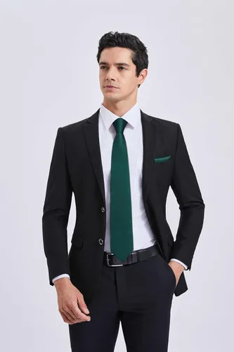 Miniatura 331 de HISDERN Conjunto de corbata a cuadros a cuadros pañuelo tejido clásico formal para hombre corbata y bolsillo cuadrado